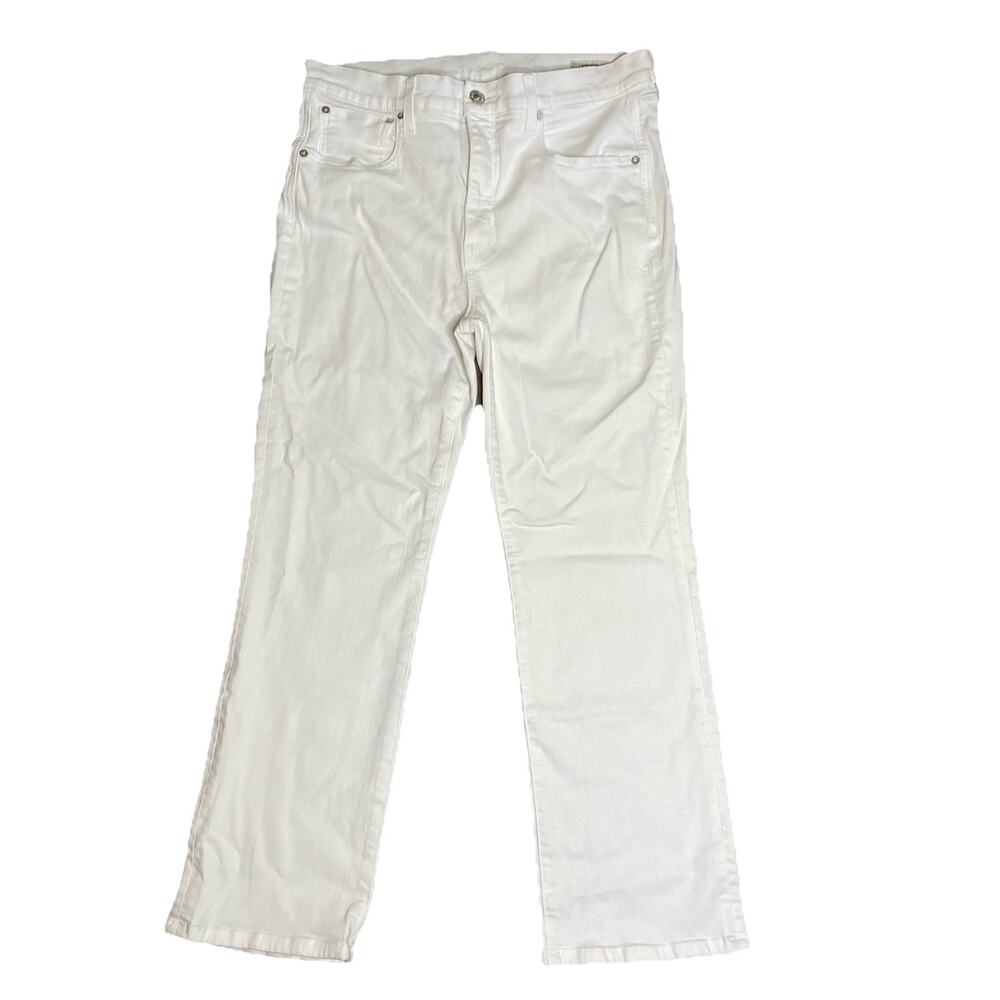 AYR The Pop White Jeans 33 Mid Rise Stretch Straight Leg Coastal Classic